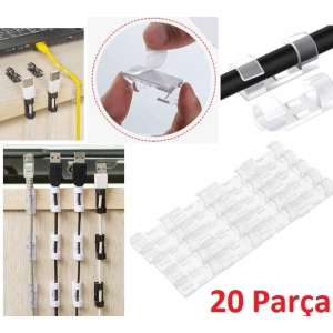 Timion 20'li Yapışkanlı Kablo Sabitleyici Şeffaf Klips (5148)