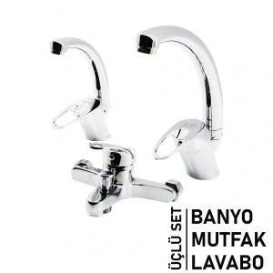 Timion 3LÜ SET   BANYO - EVYE MUTFAK - LAVABO   AÇ KAPA  MİX BATARYA MUSLUK (5148)