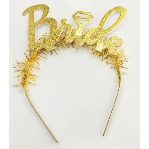 Timion Altın Renk Bekarlığa Veda İtalik Yazı Alyanslı Bride Taç (5148)