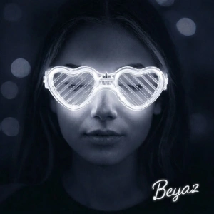 Timion Beyaz LED Işıklı Kalp Gözlük – 3 Modlu Parti - Glow Gözlüğü (5148)