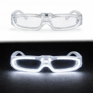 Timion Beyaz LED Işıklı Parti Gözlüğü 3 Modlu – Glow - Gece Eğlence Gözlüğü (5148)