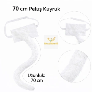 Timion Beyaz Peluş Kuyruk Şekil Verilebilir 70 cm