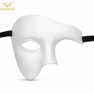 Timion Beyaz Yarım Erkek Maske – Phantom Parti & Balo Maskesi