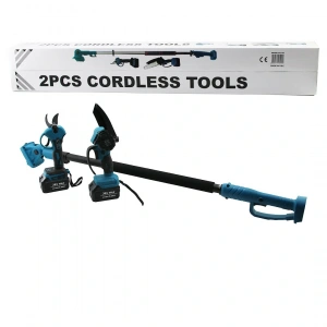 Timion BN-5 CORDLESS TOOLS LTJ-6A ZZ-01 2 PCS SET 6" BUDAMA DAL KESME TESTERE=ŞARJLI--YAĞSIZ - ZİNCİRLİ + ŞARJLI BAĞ MAKASI TELESKOPİK UZAYAN METAL SAP=120--195CM (5148)