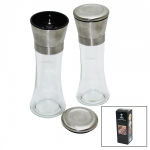 Timion Cam Hazneli - Metal Kapaklı Büyük Tuz - Baharat Öğütücü (5148)