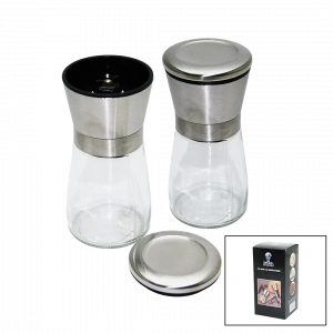 Timion Cam Hazneli - Metal Kapaklı Küçük Tuz - Baharat Öğütücü (5148)