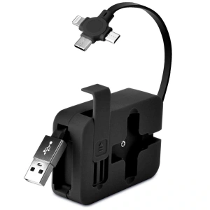 Timion Cep Tipi Telefon Tutuculu Makaralı Uzayıp Kısalabilen 3'ü 1 Arada USB Şarj Kablosu (5148)