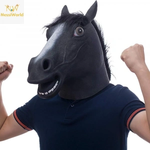 Timion Gerçekçi At Kafası Maskesi Siyah Renk