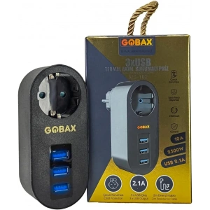 Timion Gobax Termal Akım Korumalı Akıllı Priz 3xusb Li, Çocuk Korumalı, Led Işıklı, Yüksek Isıya Dayanıklı (5148)