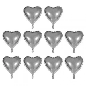 Timion Kalp Şekilli Gümüş Renk Toptan Folyo Balon 45 cm 10 Adet (5148)