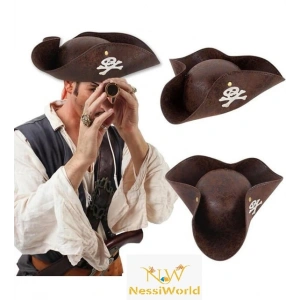 Timion Kaptan Jack Korsan Şapkası Vinleks Deri Denizci Korsan Şapkası