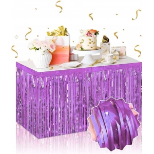 Timion Kendinden Yapışkanlı Mor Metalize Püsküllü Masa Eteği – 75 x 275 cm Parti Süslemesi (5148)