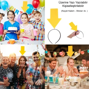 Timion Kişiselleştirilebilir Ok Taç – Üzerine Yazı Yazılabilen Parti Tacı Sarı Renk (5148)