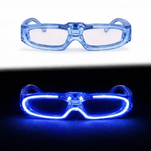 Timion Mavi LED Işıklı Parti Gözlüğü 3 Modlu – Glow - Gece Eğlence Gözlüğü (5148)