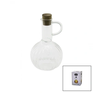Timion Mini Cam Yağdanlık Çizgili Desen 300ml Ahşap Bambu Mantar Tıpa (5148)