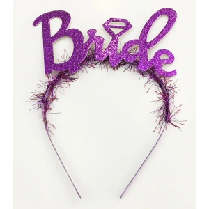 Timion Mor Renk Bekarlığa Veda İtalik Yazı Alyanslı Bride Taç (5148)