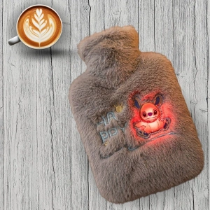 Timion Mutlu Robot Hayvan Figürlü Gri Peluş Sıcak Su Torbası 1 Lt – Yumuşak Kılıf, Uzun Süre Sıcak Tutan Termal Su Torbası (5148)