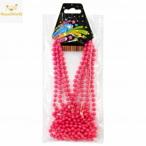 Timion Neon Pembe Boncuk Kolye 80 cm – Retro 80’ler 90’lar Parti Aksesuarı