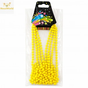 Timion Neon Sarı Boncuk Kolye 80 cm – Retro 80’ler 90’lar Parti Aksesuarı