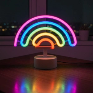 Timion Plastik Gökkuşağı Neon Led Işık – Dekoratif Renkli Masaüstü Ve Ambiyans Aydınlatması (5148)