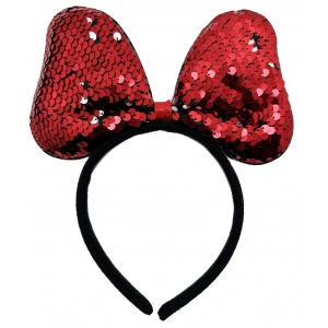 Timion Renk Değiştiren Pullu Payetli Fiyonk Parti Tacı Kırmızı Gümüş Renk 20x16 cm (5148)