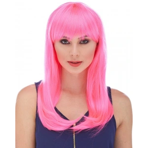 Timion Şeker Pembesi Koyu Pembe Renk Uzun Düz Parti Peruğu (5148)