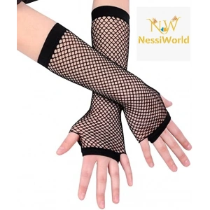 Timion Siyah Renk Uzun File Eldiven - Örgü Eldiven Siyah Renk