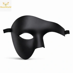 Timion Siyah Yarım Erkek Maske – Phantom Parti & Balo Maskesi