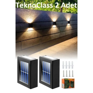 Timion Solar Çift Taraflı Duvar Lambası Güneş Enerjili Aydınlatma Dekorasyon Aplik Işık 2 Li (5148)