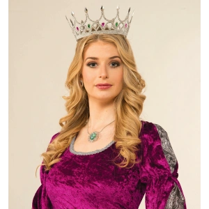 Timion Taşlı Rönesans Kostümlü Kraliyet Ortaçağ Gümüş Kraliçe Prenses Tacı (5148)