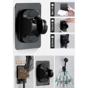 Timion Yapışkanlı Duş Başlığı Tutucu Ayarlı Siyah (5148)