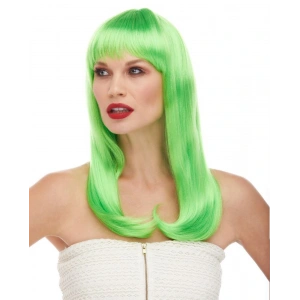 Timion Yeşil Renk Uzun Düz Parti Peruğu (5148)