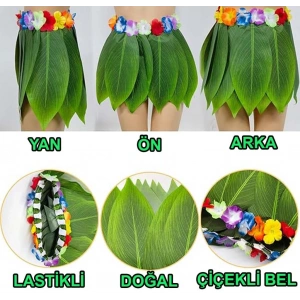 Timion Tropikal Esintili Hawaii Yapraklı Parti Eteği Çocuk Boy