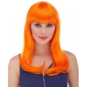 Timion Turuncu Renk Uzun Düz Parti Peruğu