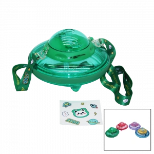 UFO MODELİ RENKLİ MİKA KRİSTAL SULUK MATARA PİPETLİ - TAŞIMA ASKILI 550ML ( HERHANGİ BİR RENK  GÖNDERİLİR )  (5148)