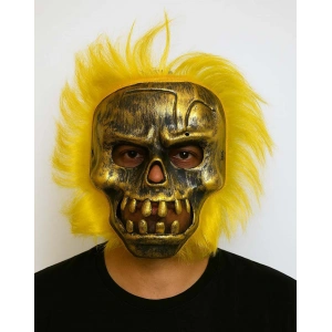 Wild Skull - Bakır Kafatası Sarı Saçlı İskelet Maske (5148)