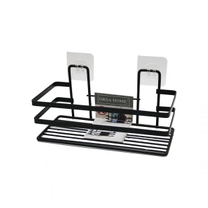 Yapışkanlı Askılı Çok Amaçlı Siyah Kare Banyo Raf (5148)