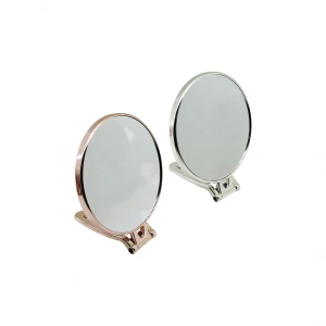 Yuvarlak   6 İnç= Çap:15cm  Makyaj Aynası  Çift Taraflı   Bronz - Gümüş Pls.çerçeve   Katlanır Ayaklı (5148)