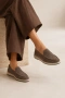 Suede Hakiki Deri Gri Süet Loafer