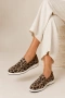 Sunny Hakiki Deri Desert Leopar Süet Termo Taban Kahve Loafer