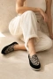 Velvet Hakiki Deri Süet Leopar Desen Siyah Bej Loafer