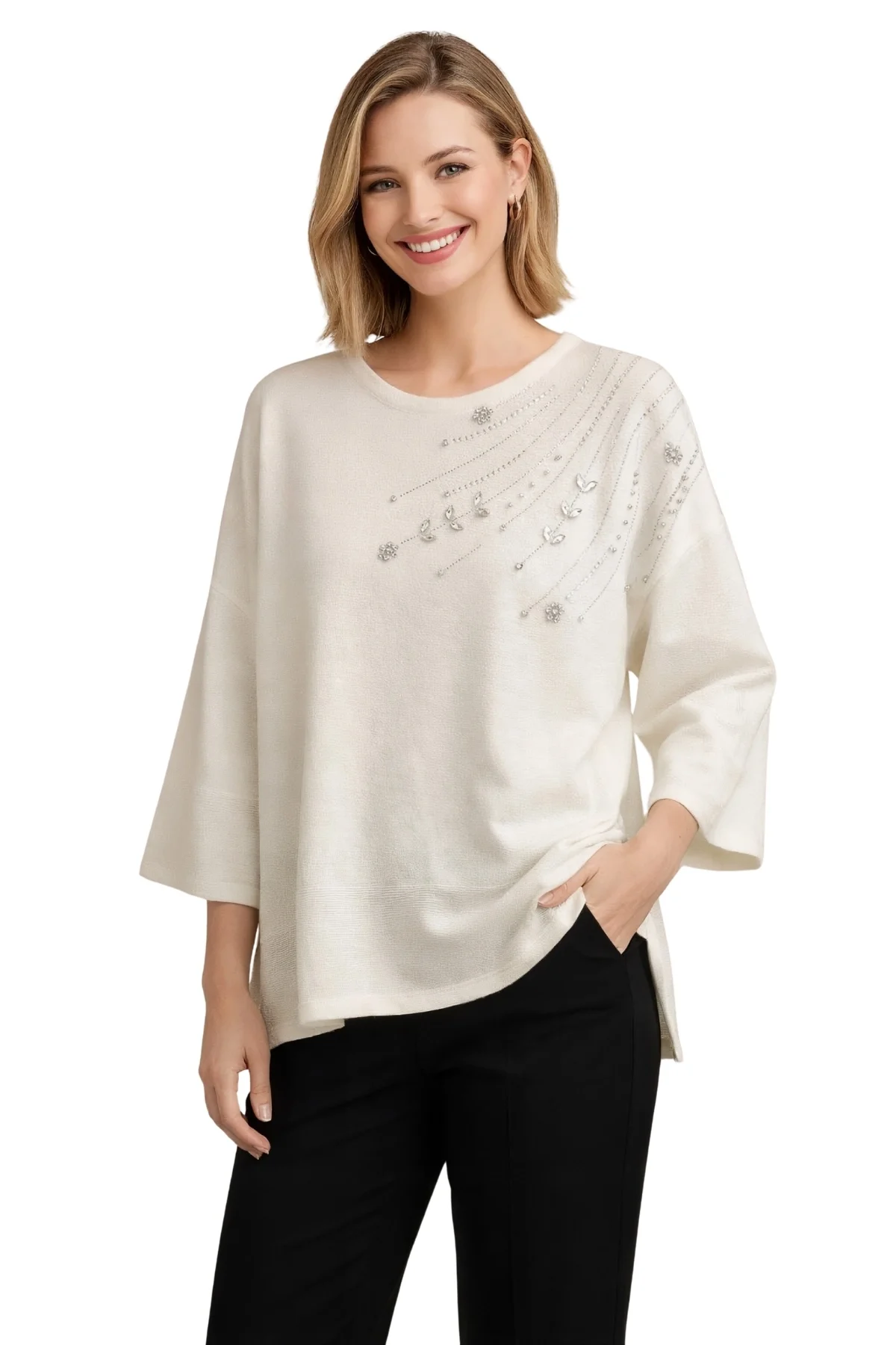 Kadın EKRU Bisiklet Yaka  Omuzlar Kristal Taş Çiçek İşlemeli Likralı Simli  Eteği Yırtmaçlı Merserize Tiriko