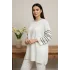 Kadın Beyaz Bisiklet Yaka Kollar Biyeli Kol Ucu Ve Eteği Yırtmaçlı Simli İthal İplik İnce Tiriko Tunik Buluz