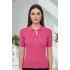Kadın Pembe Polo Yaka Çıtçıtlı Yarım Patlı Likralı İnce Tiriko Bluz