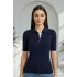 Kadın Lacivert Polo Yaka Çıtçıtlı Yarım Patlı Likralı İnce Tiriko Bluz