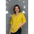Kadın SARI  Yıkamalı Organik Pamuk Keten Kumaş Omuz Ve Cebi File Detaylı Dirsek Kol TUNİK Gömlek