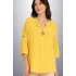Kadın SARI  Büyük Beden Büyük Tek Düğmeli Yıkamalı Pamuk Keten Katlamalı Kol Gömlek Bluz