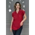Kadın Kırmızı Omzu Ve Cebi FİLE DETAYLI Yıkamalı Keten Kumaş Kısa Kol Buluz TUNİK Gömlek