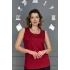 Kadın BORDO U Yaka Kalın Askılı Likralı Pamuk Viskon Penye Bluz.