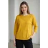 Kadın Sarı  Kayık Yaka Yıldız Ajurlu Likralı % 100 PAMUK İPLİK İnce Triko Bluz